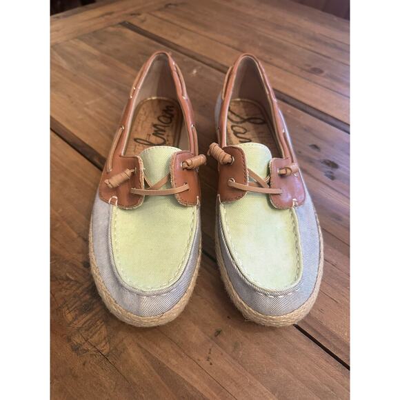 Sam Edelman Espadrille Sebastian Boat Shoes Loafers Leather Canvas Size 8.5 - Picture 3 of 10